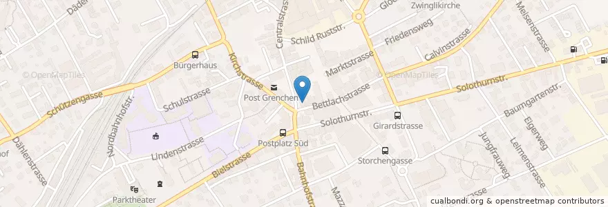 Mapa de ubicacion de Baracoa en Switzerland, Solothurn, Amtei Solothurn-Lebern, Bezirk Lebern, Grenchen.