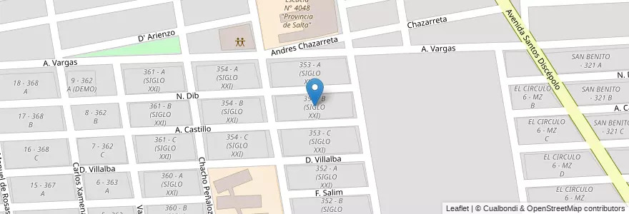 Mapa de ubicacion de 353 - B (SIGLO XXI) en Arjantin, Salta, Capital, Municipio De Salta, Salta.