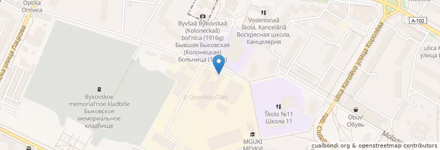 Mapa de ubicacion de Чайхана en Rusland, Centraal Federaal District, Oblast Moskou, Раменский Городской Округ, Городской Округ Жуковский.
