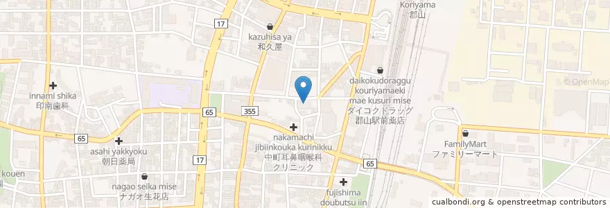 Mapa de ubicacion de 大東銀行 en Japan, Fukushima Prefecture, Koriyama.