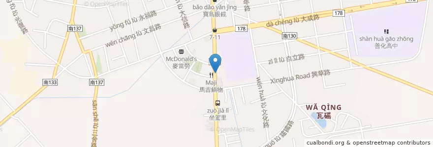 Mapa de ubicacion de 田園花果茶餐飲坊 en Taiwan, Tainan, Shanhua District.