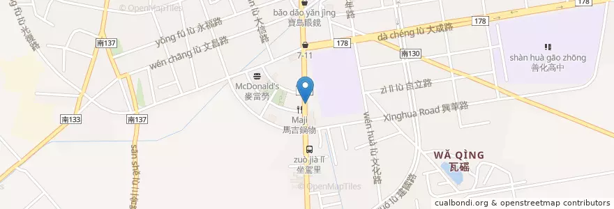 Mapa de ubicacion de 桐國薑母鴨 en Taiwan, Tainan, Distretto Di Shanhua.