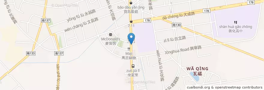 Mapa de ubicacion de 甘家院子 en Tayvan, 臺南市, 善化區.