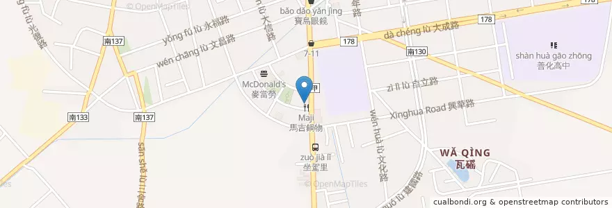 Mapa de ubicacion de 合豐園牛肉麵 en Taiwan, Tainan, Shanhua District.