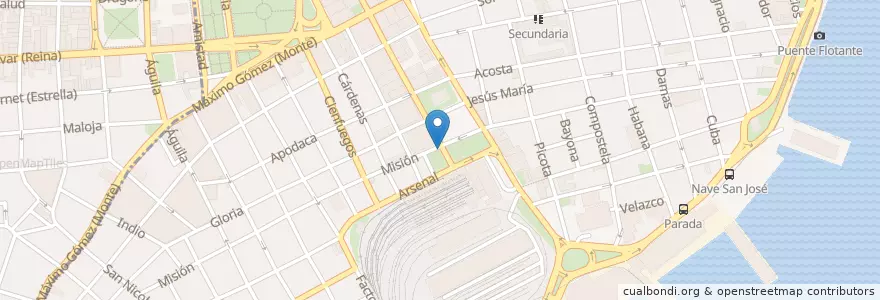 Mapa de ubicacion de Taxis (Colectivos) en Cuba, La Havane, La Habana Vieja.