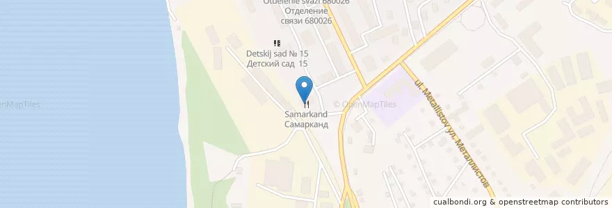 Mapa de ubicacion de Самарканд en Россия, Дальневосточный Федеральный Округ, Хабаровский Край, Городской Округ Хабаровск.