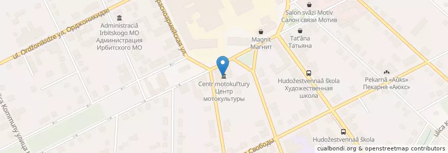 Mapa de ubicacion de Центр мотокультуры en Russland, Föderationskreis Ural, Oblast Swerdlowsk, Восточный Управленческий Округ, Городской Округ Ирбитское, Городской Округ Ирбит.
