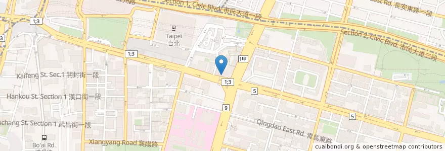 Mapa de ubicacion de 公園號 en 臺灣, 新北市, 臺北市, 中正區.
