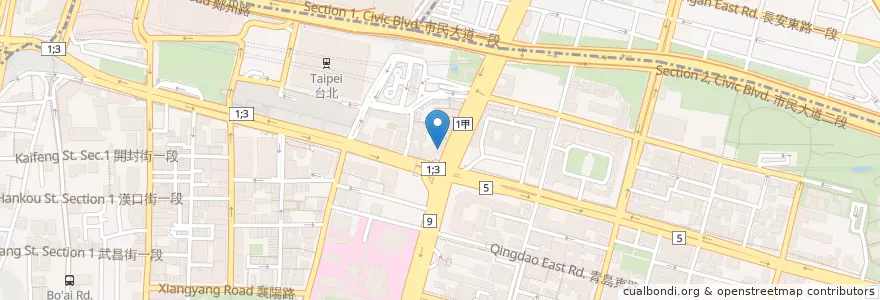 Mapa de ubicacion de 和樂美餐飲 en 臺灣, 新北市, 臺北市, 中正區.