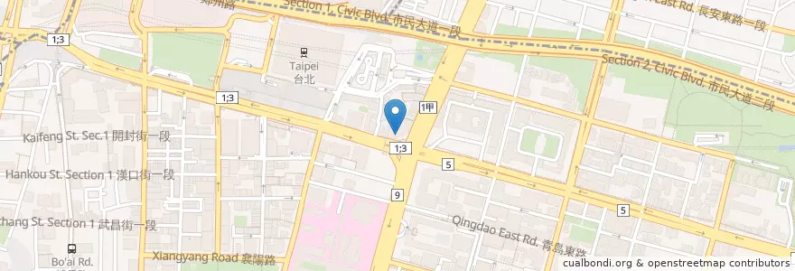 Mapa de ubicacion de Subway en تايوان, تايبيه الجديدة, تايبيه, 中正區.