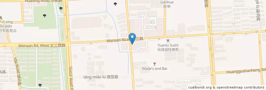 Mapa de ubicacion de 中国农业银行 en 中国, 浙江省, 杭州市, 西湖区.