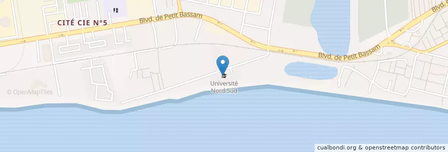 Mapa de ubicacion de Université Nord-Sud en ساحل عاج, آبیجان, Port-Bouët.