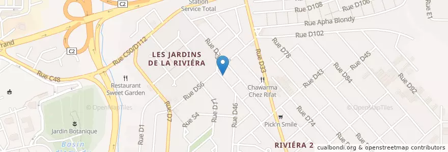 Mapa de ubicacion de Bar Jack live en Ivory Coast, Abidjan, Cocody.