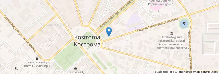 Mapa de ubicacion de Костромской районный суд en Rússia, Distrito Federal Central, Oblast De Kostroma, Костромской Район, Городской Округ Кострома.