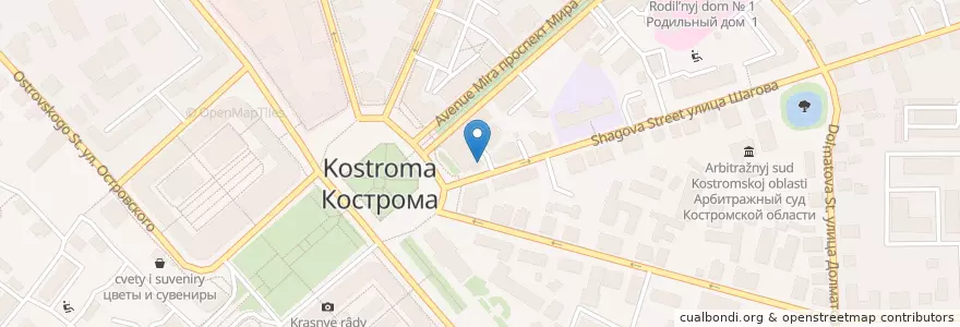 Mapa de ubicacion de Управление судебного департамента в Костромской области en Rússia, Distrito Federal Central, Oblast De Kostroma, Костромской Район, Городской Округ Кострома.