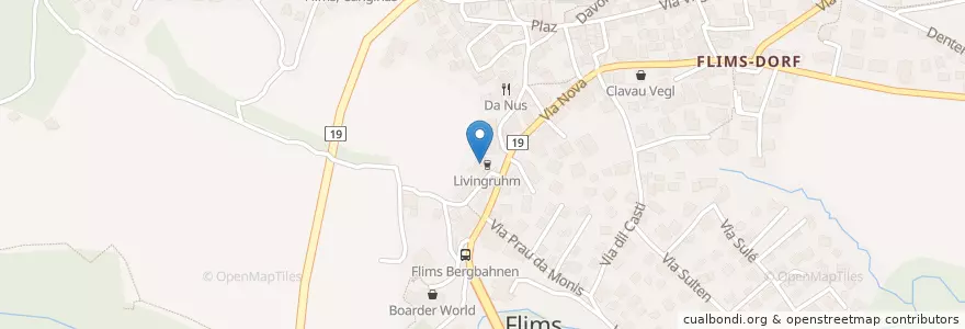 Mapa de ubicacion de Livingruhm Flims - Cafè / Bar en سويسرا, غروبندن, Imboden, Flims.