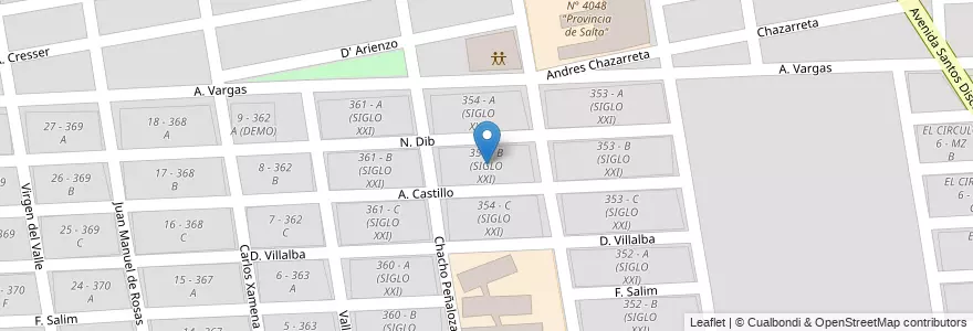 Mapa de ubicacion de 354 - B (SIGLO XXI) en 阿根廷, Salta, Capital, Municipio De Salta, Salta.