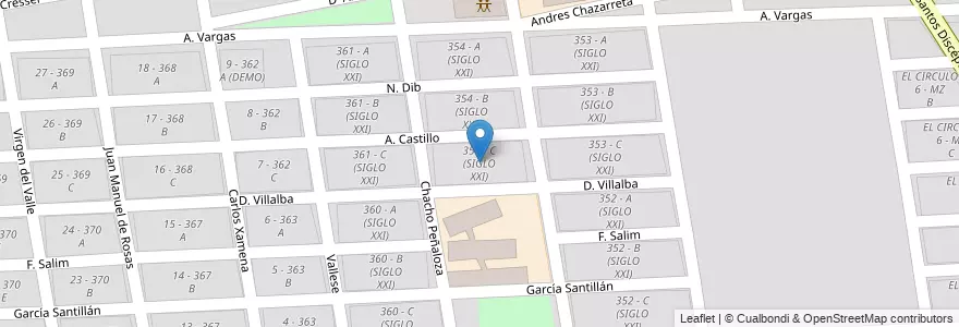 Mapa de ubicacion de 354 - C (SIGLO XXI) en 아르헨티나, Salta, Capital, Municipio De Salta, Salta.