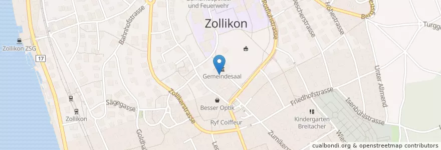 Mapa de ubicacion de Zolliker Stube en 瑞士, 蘇黎世, Bezirk Meilen, Zollikon.