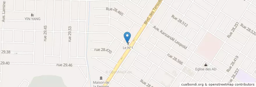 Mapa de ubicacion de Le N°1 en ブルキナファソ, Centre, Kadiogo, ワガドゥグー.