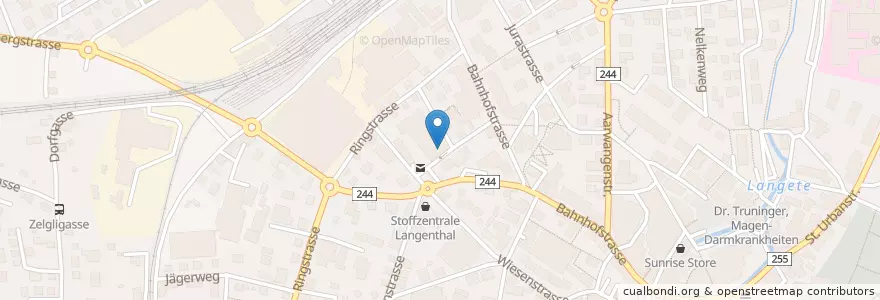 Mapa de ubicacion de Migros Restaurant en Zwitserland, Bern/Berne, Verwaltungsregion Emmental-Oberaargau, Verwaltungskreis Oberaargau, Langenthal.