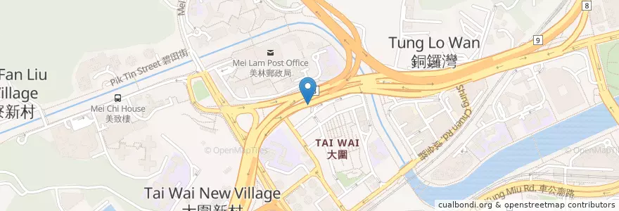 Mapa de ubicacion de 公眾單車泊位 en Китай, Гуандун, Гонконг, Новые Территории, 沙田區 Sha Tin District.