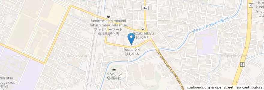 Mapa de ubicacion de はちの木 en 日本, 福島県, 福島市.