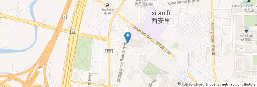Mapa de ubicacion de 黃昏市場 en Taiwan, Taichung, Xitun District.