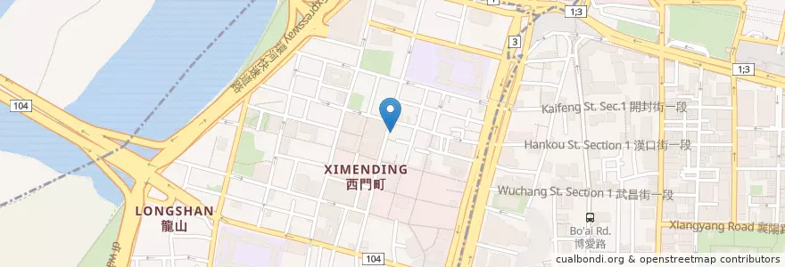 Mapa de ubicacion de 賽門甜不辣 en 臺灣, 新北市, 臺北市, 萬華區.