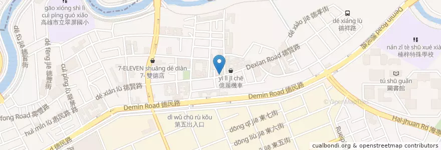 Mapa de ubicacion de 也竹日式咖哩飯 en تايوان, كاوهسيونغ, 楠梓區.