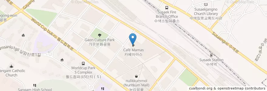 Mapa de ubicacion de 카페마마스 en Corea Del Sud, Seul, 마포구, 상암동.