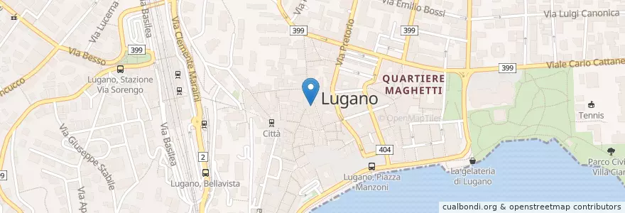 Mapa de ubicacion de Ristorante Commercianti en Suisse, Tessin, District De Lugano, Lugano, Circolo Di Lugano Ovest.