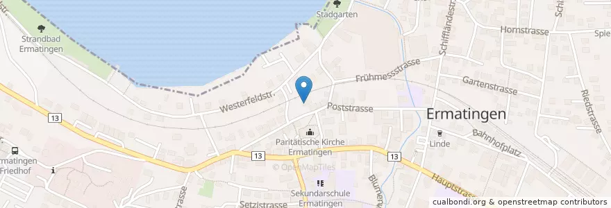 Mapa de ubicacion de Buurebeizli Ermatingen en Suiza, Turgovia, Bezirk Kreuzlingen, Ermatingen.