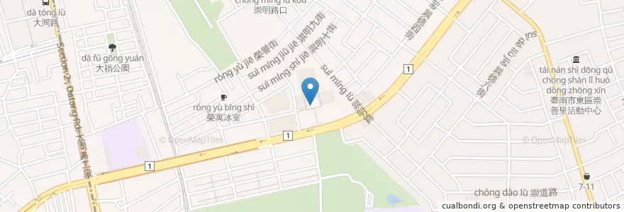 Mapa de ubicacion de 台南市文化中心 en Tayvan, 臺南市, 東區.