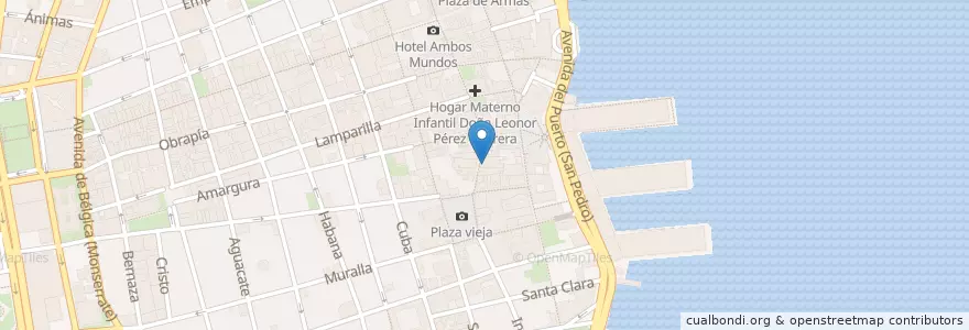 Mapa de ubicacion de Restaurante El Mesón de la Flota en Kuba, Havanna, La Habana Vieja.