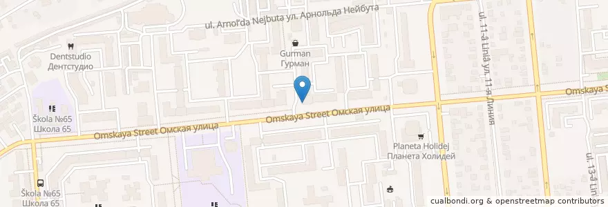 Mapa de ubicacion de Пинта en Rusia, Distrito Federal De Siberia, Omsk, Омский Район, Городской Округ Омск.