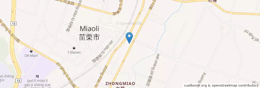 Mapa de ubicacion de 國泰世華聯合商業銀行 en 台湾, 台湾省, 苗栗県, 苗栗市.