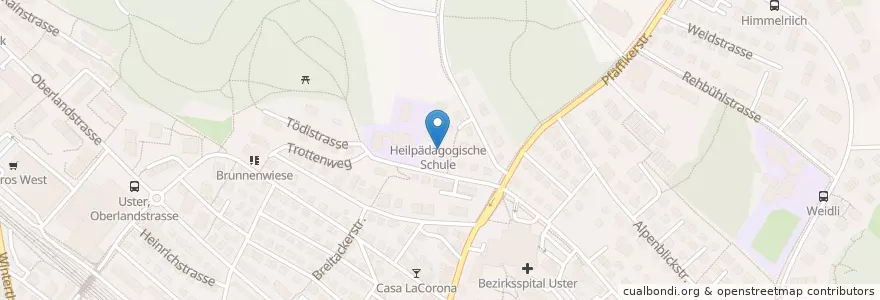 Mapa de ubicacion de Heilpädagogische Schule (HPS) en Svizzera, Zurigo, Bezirk Uster, Uster.