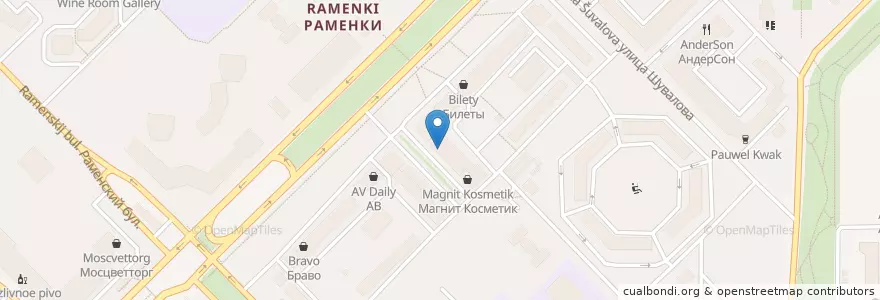 Mapa de ubicacion de Фармадар en Rusia, Центральный Федеральный Округ, Москва, Западный Административный Округ, Район Раменки.