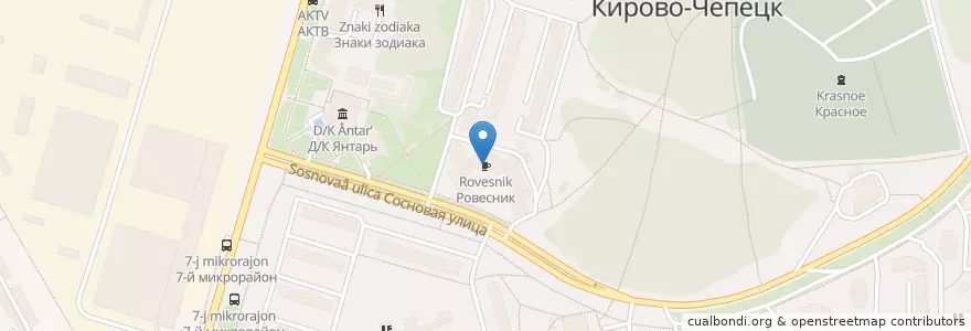 Mapa de ubicacion de Ровесник en Russie, District Fédéral De La Volga, Oblast De Kirov, Городской Округ Кирово-Чепецк.