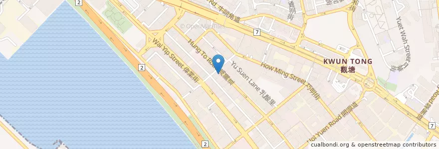 Mapa de ubicacion de 一心素食 O&S en Çin, Guangdong, Hong Kong, Kowloon, Yeni Bölgeler, 觀塘區 Kwun Tong District.