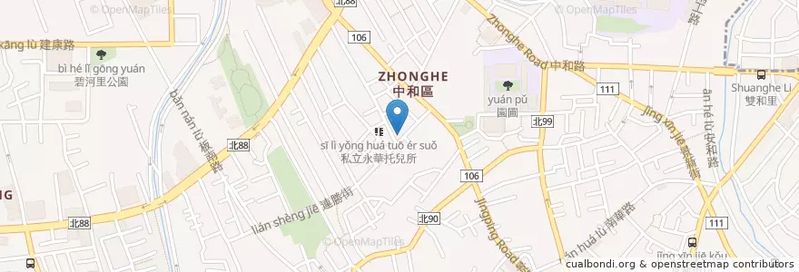 Mapa de ubicacion de 黃記炒飯 en 타이완, 신베이 시, 중허 구.