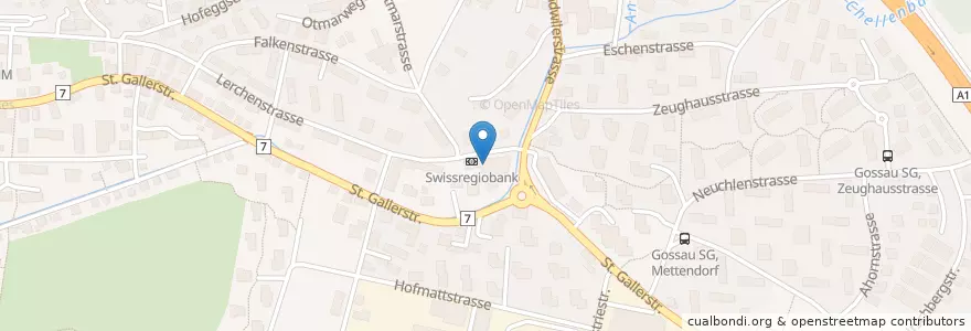 Mapa de ubicacion de Post Mettendorf en Швейцария, Санкт-Галлен, Wahlkreis St. Gallen, Gossau (Sg).