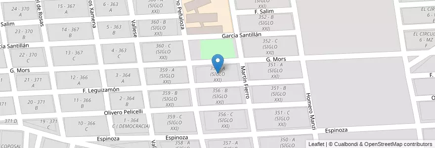 Mapa de ubicacion de 356 - A (SIGLO XXI) en الأرجنتين, Salta, Capital, Municipio De Salta, Salta.