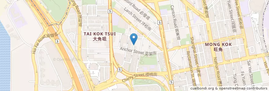 Mapa de ubicacion de Visaa Bar en China, Provincia De Cantón, Hong Kong, Kowloon, Nuevos Territorios, 油尖旺區 Yau Tsim Mong District.