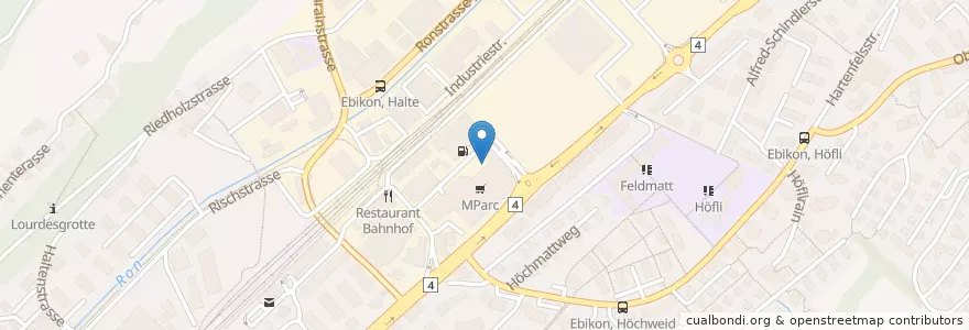 Mapa de ubicacion de Migrol Service Ebikon en سويسرا, Luzern, Ebikon.