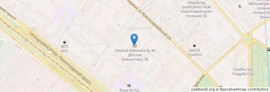 Mapa de ubicacion de Детская библиотека № 32 en Russia, Central Federal District, Moscow, Northern Administrative Okrug, Aeroport District.