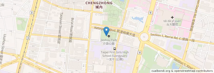 Mapa de ubicacion de 醒獅亭 en 台湾, 新北市, 台北市, 中正区.