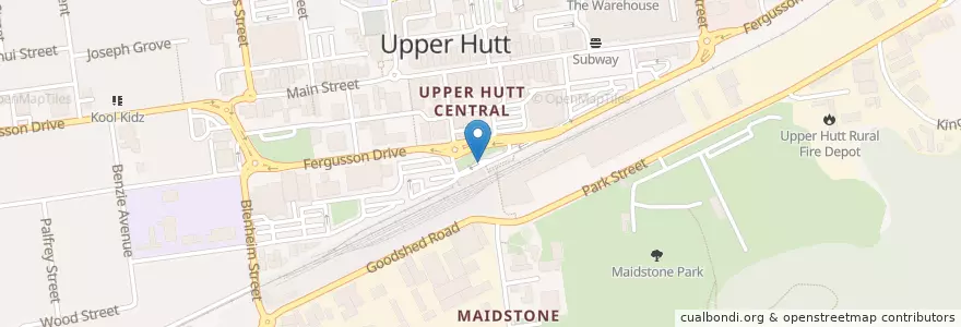 Mapa de ubicacion de Upper Hutt Station - Taxi Stand en 新西兰, Wellington, Upper Hutt City.