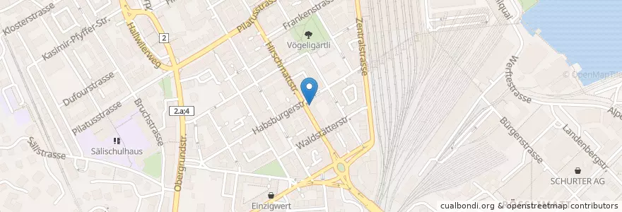 Mapa de ubicacion de Jeff's Burger en Suiza, Lucerna, Lucerna.